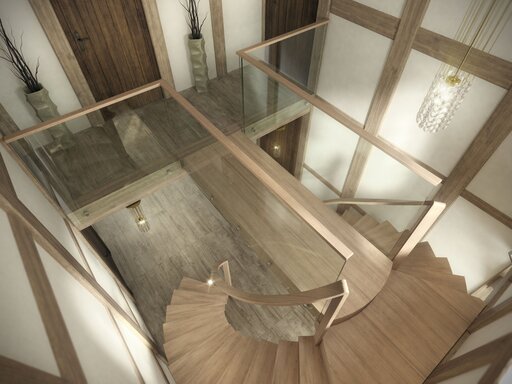 Wooden cantilever staircases: Anaconda, England