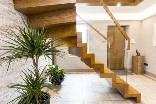 Wooden folded-plate staircase, Burnley, England