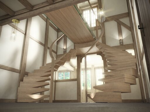 Wooden cantilever staircases: Anaconda, England